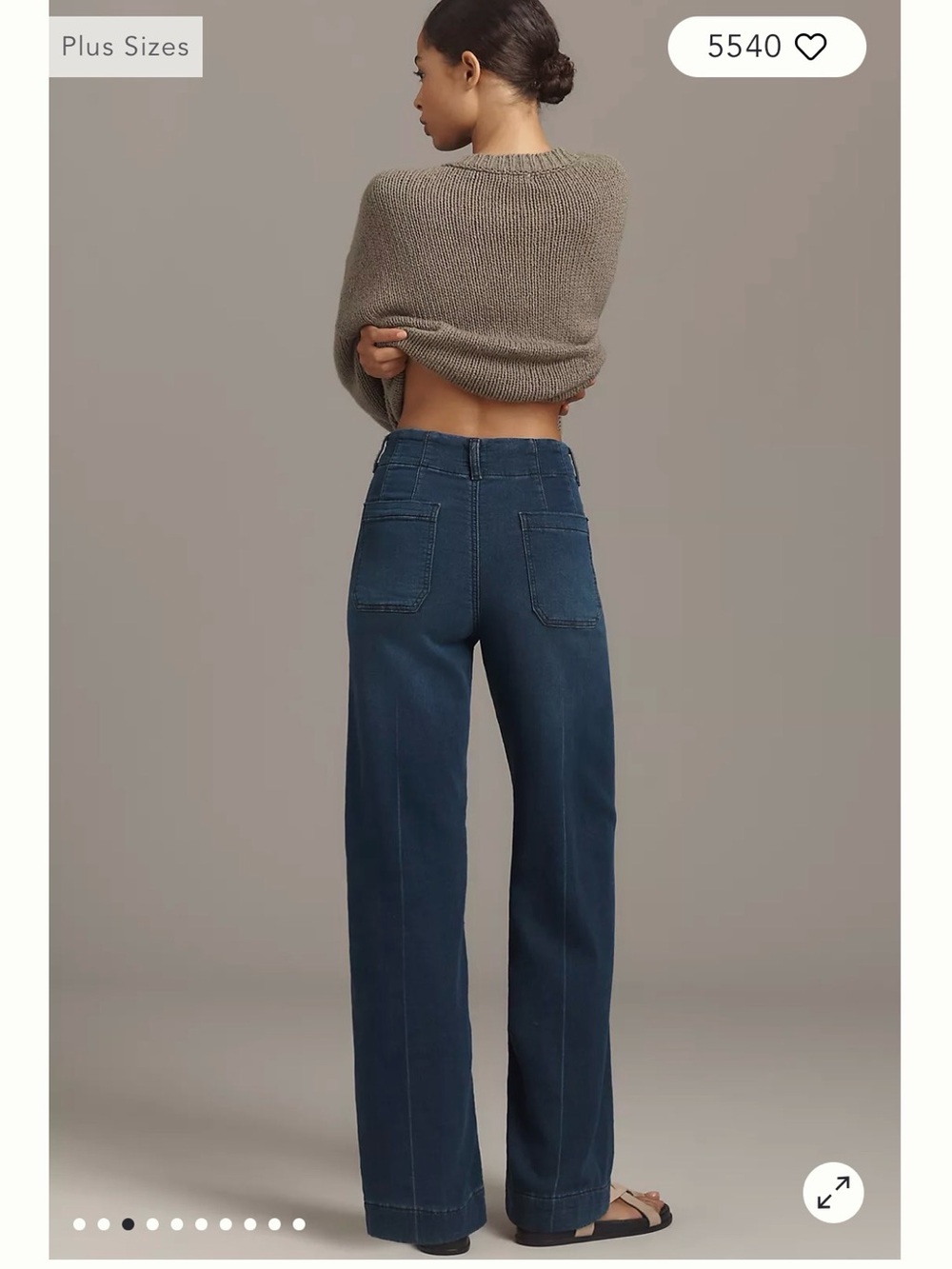 Maeve Knit Dark Blue Wide-Leg Jeans - Picture 3 of 3